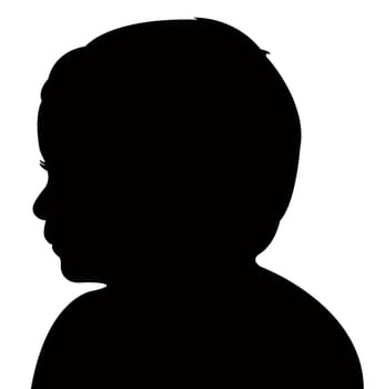 three years old baby boy head silhouette, vector