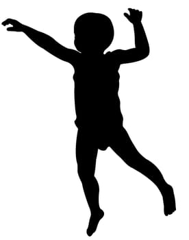 two and a half years old baby boy sleeping, silhouette vector