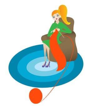 knitting at home, vector