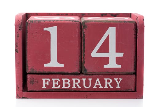 Root calendar February 14. Isolate on white.