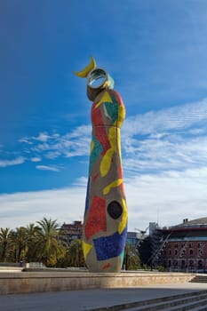 Dona i Ocell, Sculpture "Woman and Bird"", Parc Joan Miro, in Barcelona"
