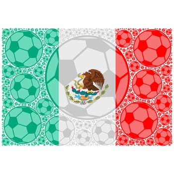 Concept illustration showing the flag of Mexico made up of soccer balls