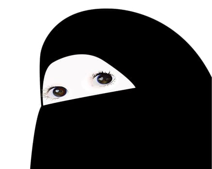 little girl looking under veil