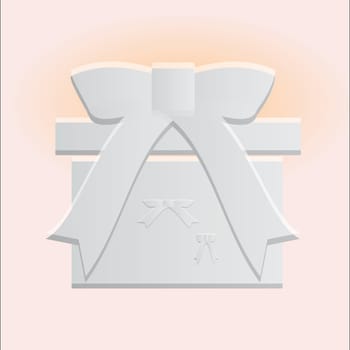 Birthday gift box white icon. Vector illustration.