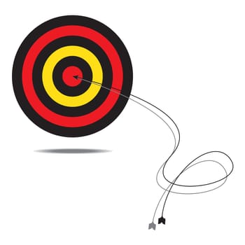 The Arrow in the bull's-eye, vector illustration.