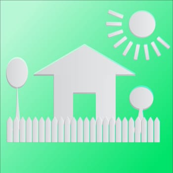 Dream house, bright sticker cartoon vector illustration.