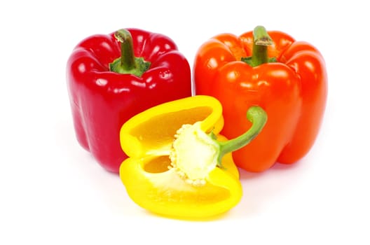 Colored  pepper isolated on a white background