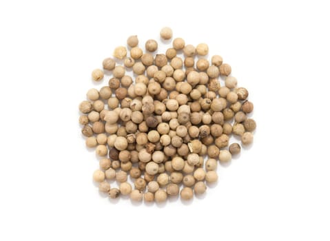 White pepper grains isolated on white background