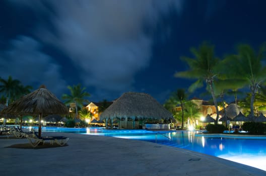 Swimming pool in night illumination