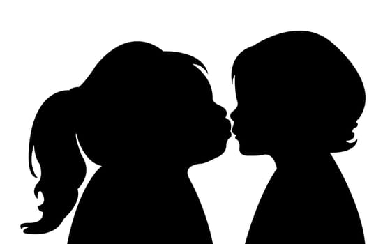 elder sister kissing younger sister