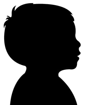 three years old baby boy head silhouette, vector
