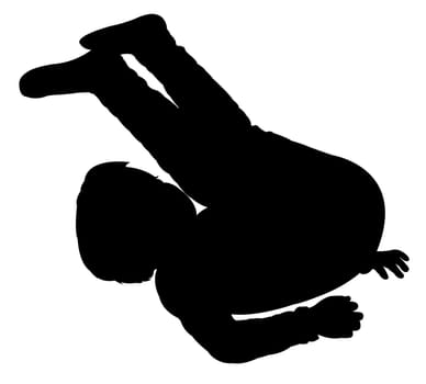 baby boy having fun, playing, silhouette vector