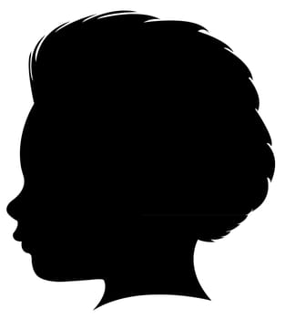 three years old baby boy head silhouette, vector