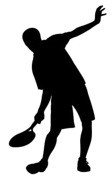 tennis player boy silhouette vector