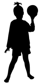 a girl holding ball, silhouette vector