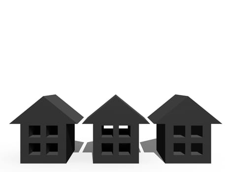 3D houses isolated against a white background