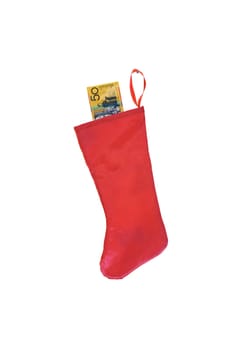 A close up shot of a christmas stocking