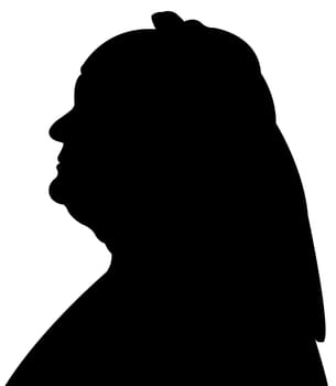 old muslim lady with scarf, head silhouette vector