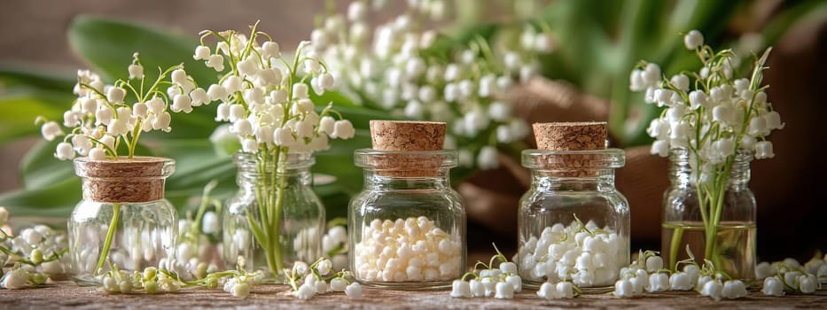 Lily of the Valley Essential Oil in a Small Bottle, Generative AI, nature