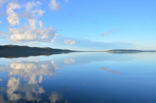 mirroring with clouds over the myall-lake