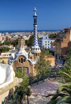 Famous Park Guell in Barcelona Catalunya, Spain)