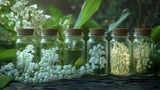 Lily of the Valley Essential Oil in a Small Bottle, Generative AI, nature