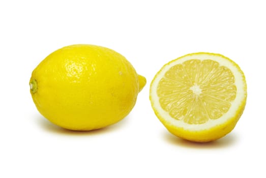 yellow fresh lemons isolated on a white