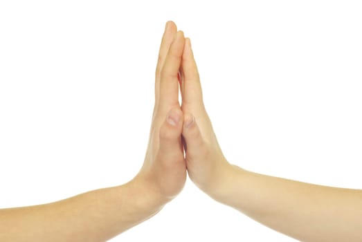 Man and woman hands isolated on white background