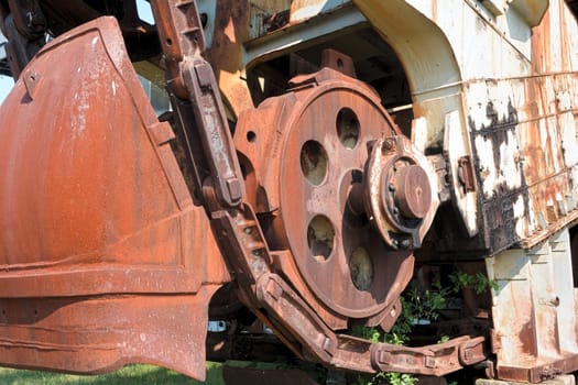 Detail of an excavator in the decommissioned Ferropolis opencast mine