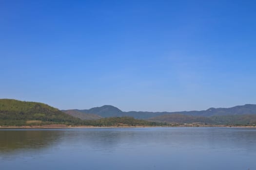 Views over the reservoir Kaengkrachan dam, Phetchaburi Thailand