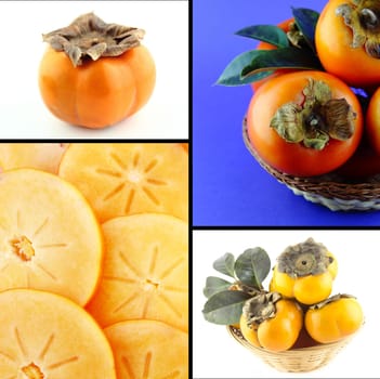 Healthy and organic food, Set of fresh persimmon .