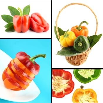 Healthy and organic food, Set of fresh colorful sweet bell pepper.