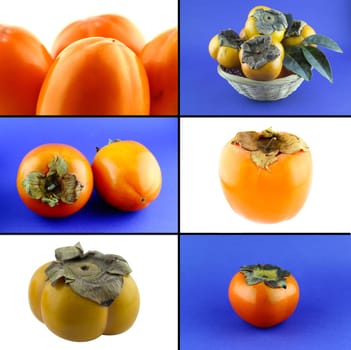 Healthy and organic food, Set of fresh persimmon .