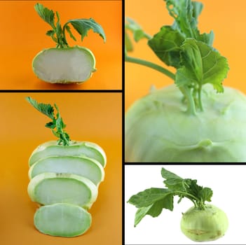 Healthy and organic food, Set of fresh Cabbage kohlrabi ..