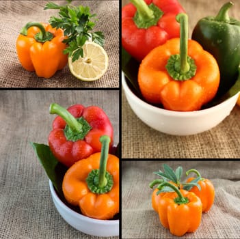 Healthy and organic food, Set of fresh colorful sweet bell pepper.