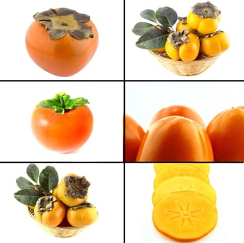 Healthy and organic food, Set of fresh persimmon .