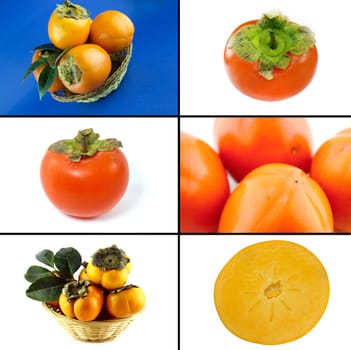 Healthy and organic food, Set of fresh persimmon .
