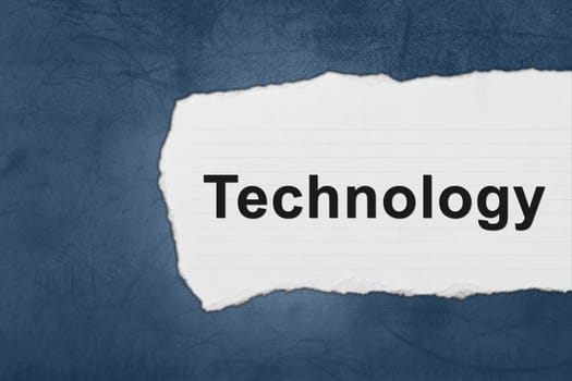Technology with white paper tears on blue texture