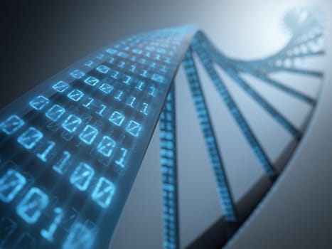 Dna with binary codes. Concept of science technology.
