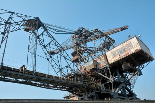 gigantic excavator in the disused ferropolis opencast lignite mine