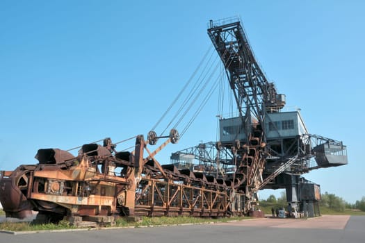 gigantic excavator in the disused ferropolis opencast lignite mine