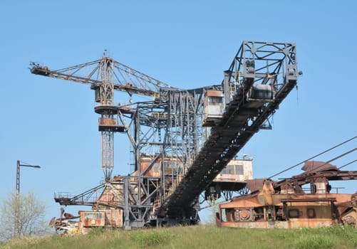 gigantic excavator in the disused ferropolis opencast lignite mine