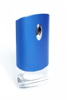 blue perfume isolated on white