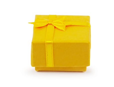 Christmas box gifts with satin bow isolated on white background