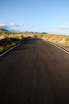 Long Empty Desert Road in Tenerife Canary Islands Spain