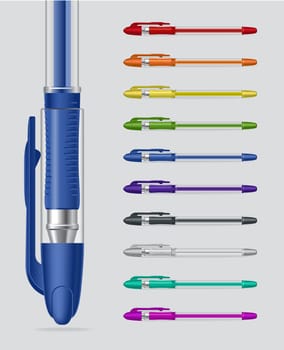 Set of colorful gel pens isolated on white background