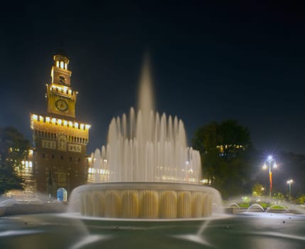View of Sforzesco castle in Milan, Italy