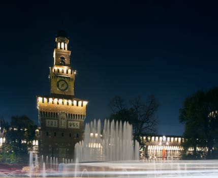 View of Sforzesco castle in Milan, Italy
