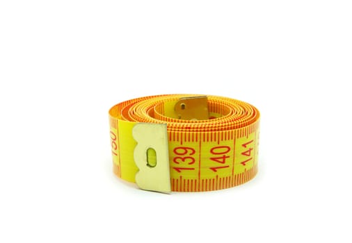 Measuring tape of the tailor on white