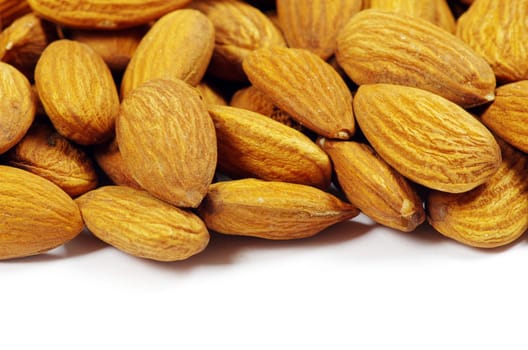 almonds isolated on a white